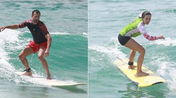 Malvino Salvador e Kyra Gracie surfam juntos no Rio - Dilson Silva/AgNews