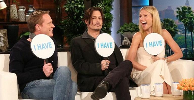 Junto com Paul Bettany, Gwyneth Paltrow e Johnny Depp brincam de 'Eu nunca' no programa de Ellen DeGeneres - Reprodução/ Warner Bros.