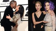Kanye West e Kim Kardashian; Miley Cyrus e Katy Perry - Getty Images