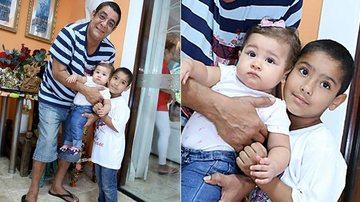 Zeca Pagodinho com os netos, Catarina e Noah - Murillo Tinoco