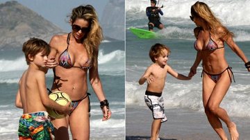 Danielle Winits curte praia com os filhos - Marcos Ferreira /Photo Rio News