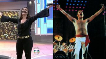 Com direito a bigode, Fátima Bernardes presta homenagem a Freddie Mercury no Encontro - TV Globo/Reprodução