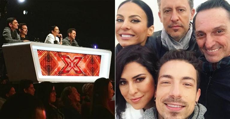 Paulo Miklos, Di Ferrero, Alinne Rosa e Rick Bonadio em gravação do 'X Factor Brasil' - Reprodução / Instagram