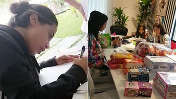 Anitta se comunica por escrito enquanto sua família prepara doces para distribuir - Snapchat/Reprodução
