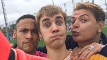 David Brazil posa ao lado de Neymar e Justin Bieber - Reprodução/Instagram