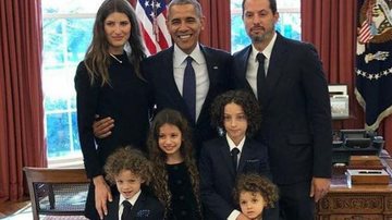 Michelle Alves e a família em jantar de hannukah com Obama - Divulgação
