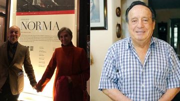 Florinda Meza posa de mãos dadas com o fã Gustavo (à esq.) e Roberto Gómez Bolaños (à dir.) - Twitter/Reprodução