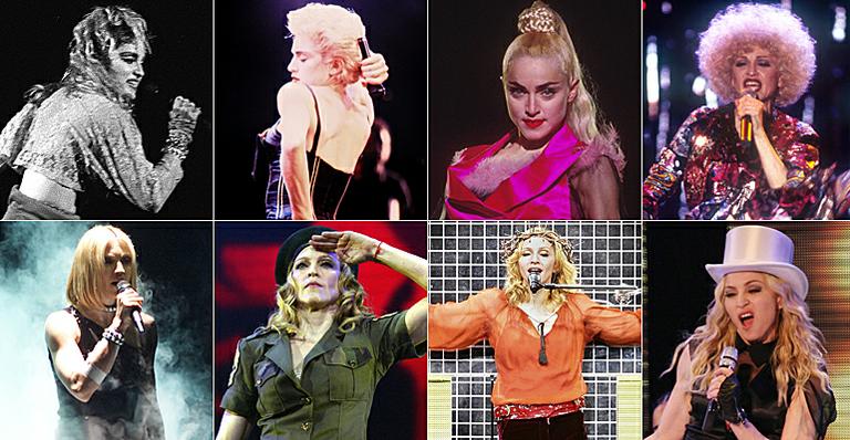 A 'MDNA Tour' é a 9ª maratona de shows de Madonna, que sempre surpreende pela produção impecável. Veja fotos das turnês anteriores e vote na favorita!