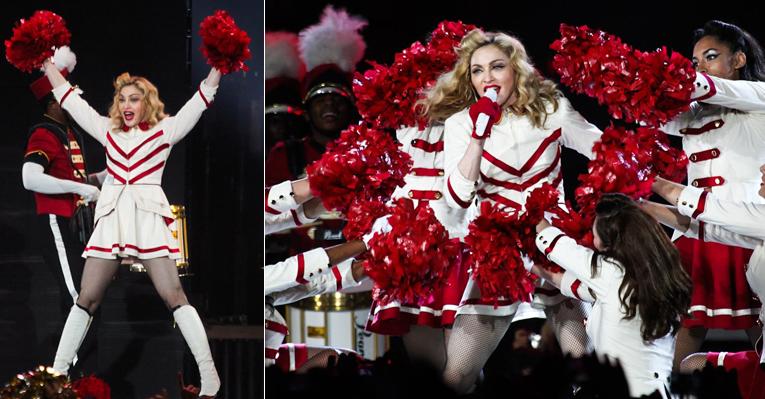 Madonna apresentou o primeiro show de sua turnê MDNA na cidade de São Paulo na noite de terça-feira, 4. Logo no início do show, que começou por volta de 22h20, a rainha do pop incentivou o público: 
