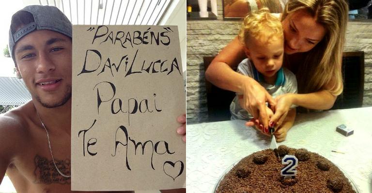 Morando na Espanha, Neymar não vai passar o aniversário de Davi Lucca com o menino. Carolina Dantas, mãe do garoto, fez bolo para comemorar os dois aninhos do filho