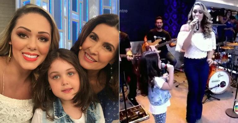 Tânia Mara canta com a filha, Maysa, no palco do 'Encontro com Fátima Bernardes'