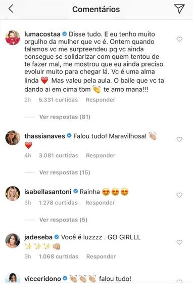 Luma Costa defende Marina Ruy Barbosa após ruiva pedir fim da ...