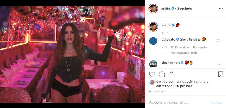 Demi Lovato comenta em foto de Anitta no Instagram