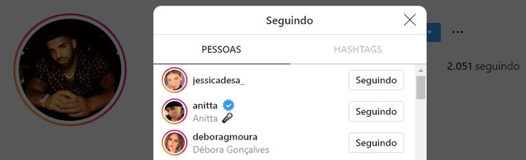 Drake segue Anitta no Instagram