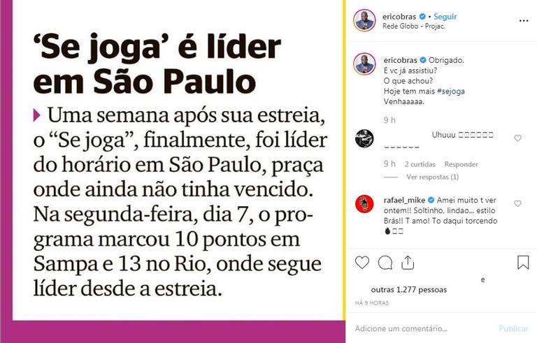 'Se Joga' conquista liderança de audiência em São Paulo