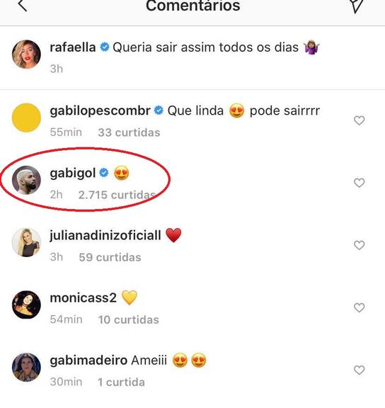 Após término, Gabigol comenta em foto de Rafaella Santos