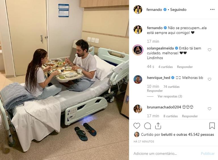 Maiara visitando Fernando no hospital