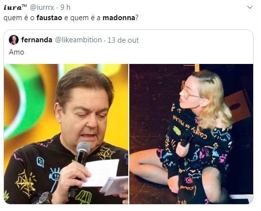 Faustão e Madonna usam looks iguais
