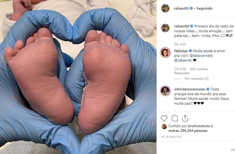 Rafael Vitti compartilha foto da filha recém-nascida
