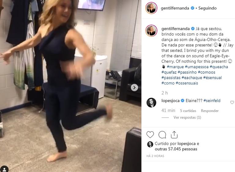 Fernanda Gentil dançando muito nas redes sociais