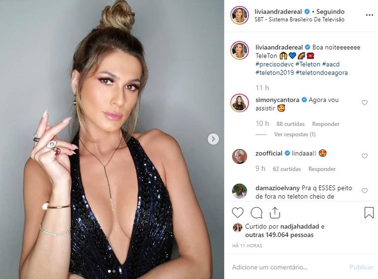 Lívia Andrade rebate internauta que critica seu decote