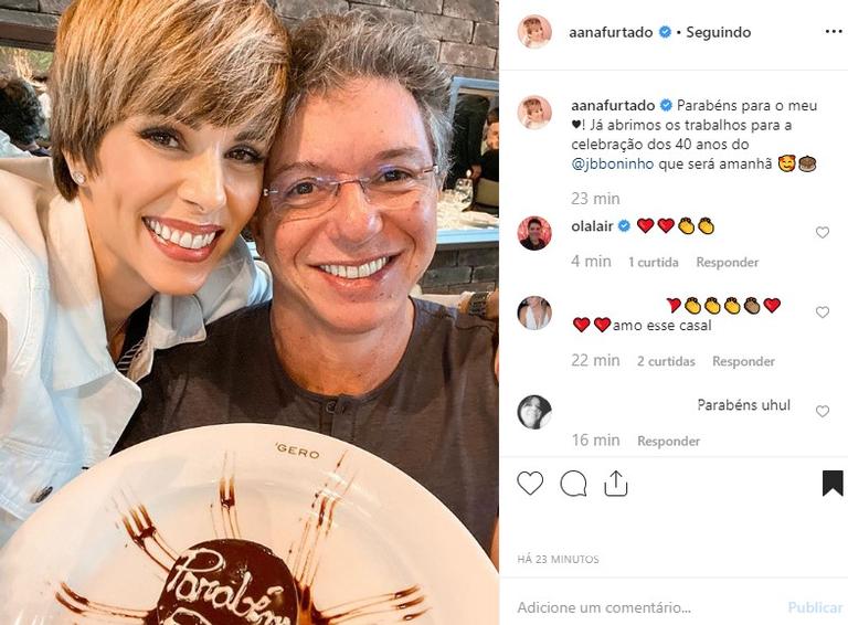 Ana Furtado comemora aniversário de Boninho