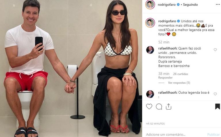 Rodrigo Faro e Vera Viel no banheiro