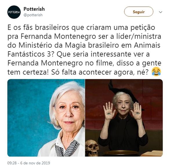 Fãs pedem que Fernanda Montenegro esteja em Animais Fantásticos 3