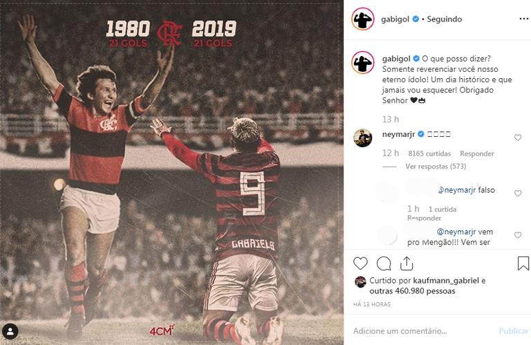 Gabigol é elogiado por Neymar Jr. após marco