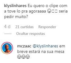 MC Zaac revelando que lançará clipe com Tove Lo