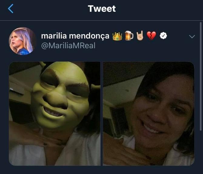 Marília Mendonça se compara ao Shrek por inchaço da gravidez