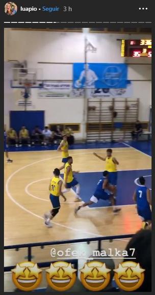 Piovani assiste o namorado em jogo de basquete em Israel