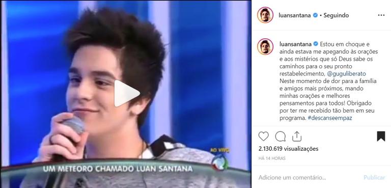 Luan Santana relembra participação no programa do Gugu Liberato e lamenta morte do apresentador