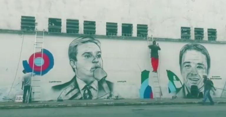 Artista plástico faz grafite em homenagem a Gugu Liberato