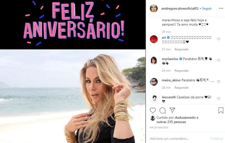 Danielle Winitis comemora aniversário e ganha declaração de André Gonçalves