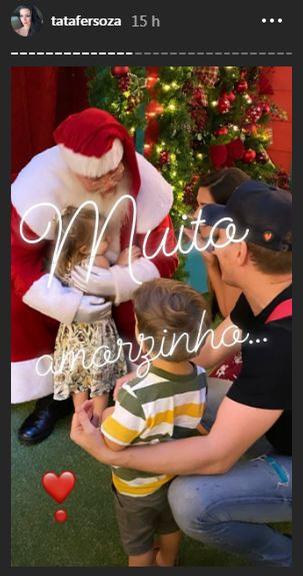Tata Fersoza posta vídeo dos filhos emocionados com Papai Noel