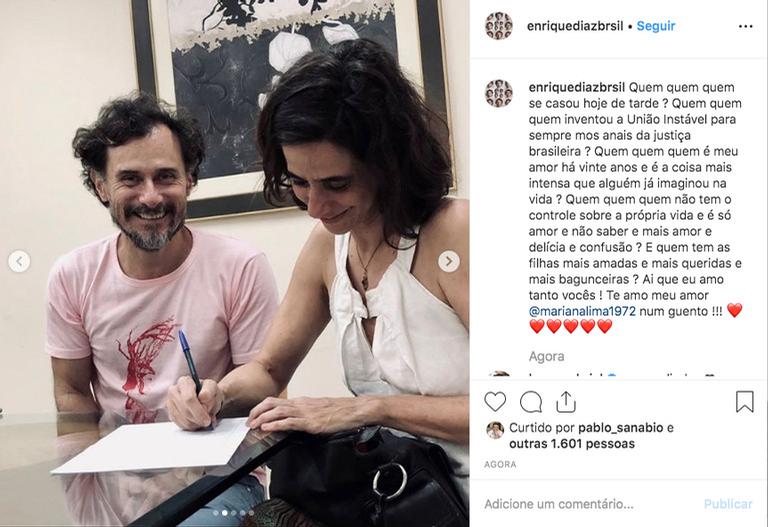Enrique Diaz e Mariana Lima oficializam casamento