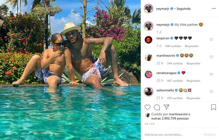 Neymar aproveita férias ao lado do filho, Davi Lucca