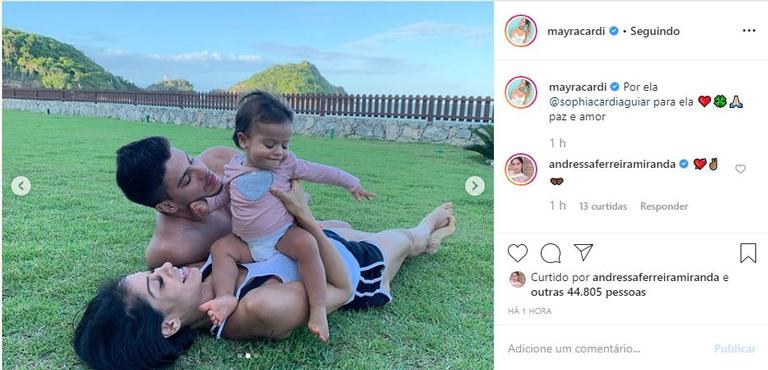 Mayra Cardi usou suas redes sociais para se declarar para Sophia, sua filha mais nova 