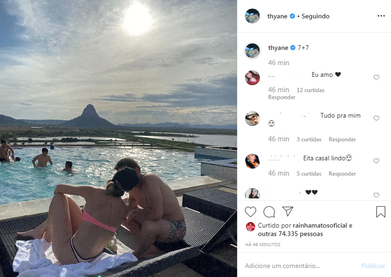 Thyane Dantas compartilha clique dando beijão em Safadão 