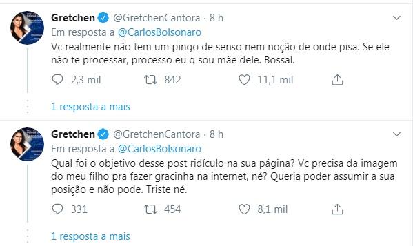  Carlos Bolsonaro usa foto de Thammy com o filho na web e Gretchen se revolta