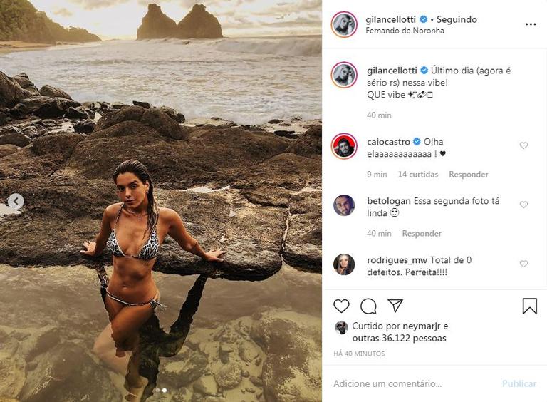 A atriz está se despedindo de Fernando de Noronha e decidiu publicar mais uma foto maravilhosa na ilha 