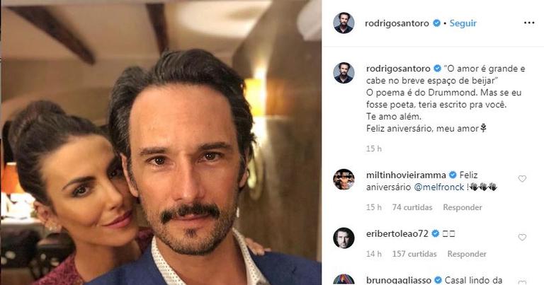 Rodrigo Santoro comemora aniversário de esposa
