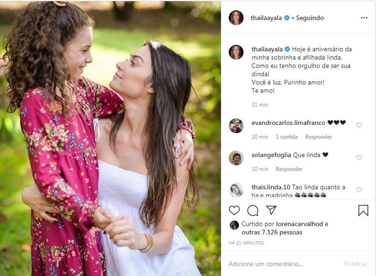 A atriz desejou feliz aniversário a sobrinha fazendo uma linda dedicatória a ela em seu Instagram 