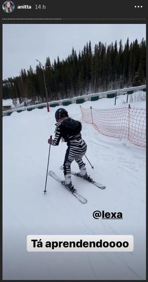 Lexa aprende a esquiar com Anitta