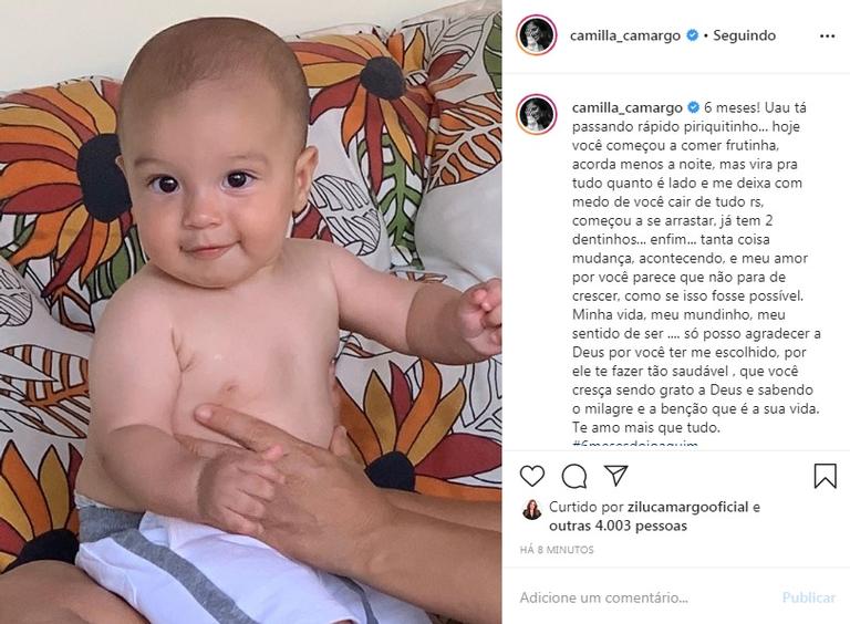 Camilla Camargo celebra os seis meses do filho, Joaquim