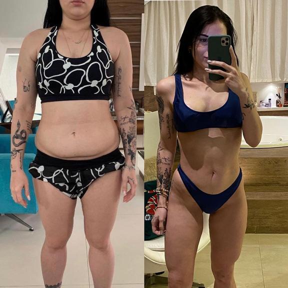 Esposa do Ferrugem antes e depois após perder 33 kg