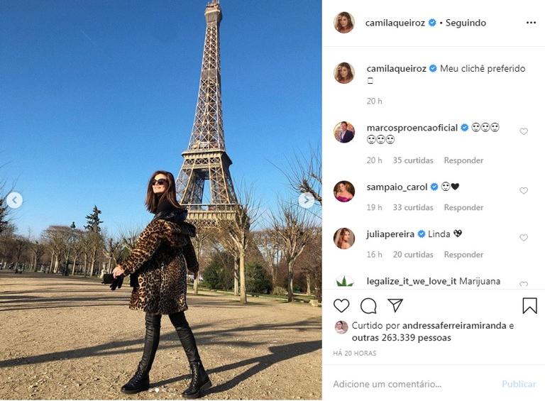 Camila Queiroz rouba a cena em fotos na Torre Eiffel