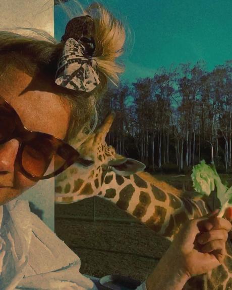 Carolina Dieckmann posat foto com girafas em dia de safári
