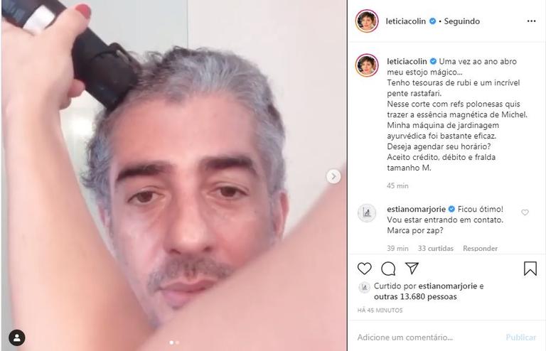A atriz compartilhou um vídeo raspando o cabelo do amado e brincou com a situação